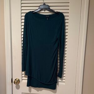 White House Black Market Deep Green Long Sleeve Sweater Dress